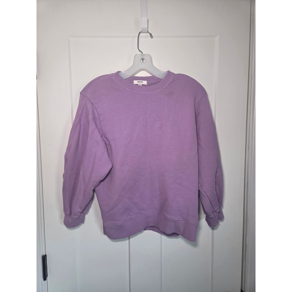 Agolde Los Angeles Purple French Terry Balloon Sleeve Crewneck Sweatshirt Small